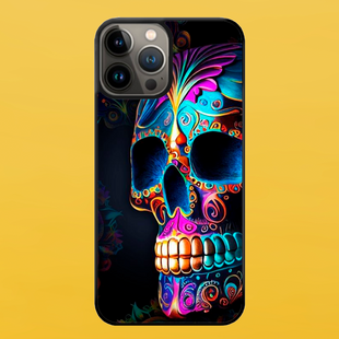 Чехол для APPLE IPHONE 13 PRO 2D пластиковый с черными силиконовыми бортиками SKULL 52714 фото
