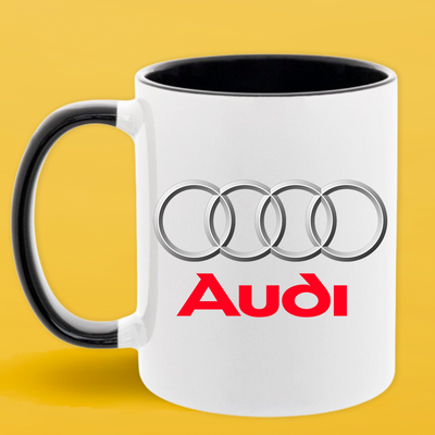 Чашка чорна серединка та ручка (330 мл) Audi/Ауді 1075 фото