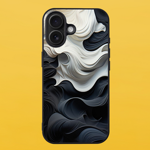 Чехол для APPLE IPHONE 16 2D пластиковый с черными силиконовыми бортиками BLACK/WHITE 54028 фото