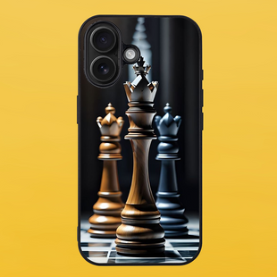 Чехол для APPLE IPHONE 16 2D пластиковый с черными силиконовыми бортиками ШАХМАТЫ 58128 фото
