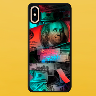 Чехол для APPLE IPHONE XS MAX 2D пластиковый с черными силиконовыми бортиками NO MONEY NO HONEY 55204 фото