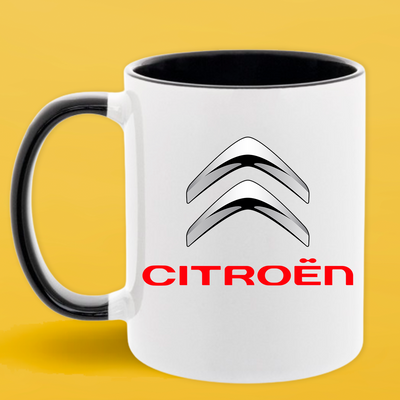 Чашка чорна серединка та ручка (330 мл) Citroen/Сітроен 1079 фото