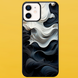Чохол для APPLE IPHONE 12 MINI 2D пластиковий з чорними силіконовими бортиками BLACK/WHITE 54009 фото