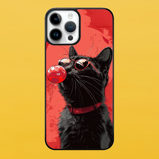 Чехол для APPLE IPHONE 15 PRO MAX 2D пластиковый с черными силиконовыми бортиками CHEWING CAT 56823 фото