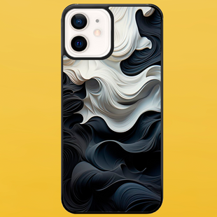 Чохол для APPLE IPHONE 12 2D пластиковий з чорними силіконовими бортиками BLACK/WHITE 54010 фото