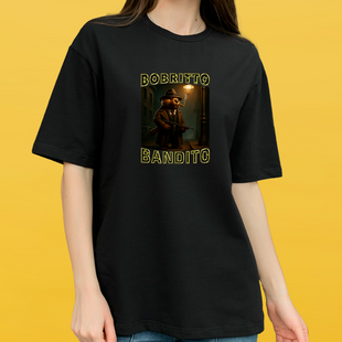 Футболка чорна оверсайз унісекс BOBRITO BANDITO 30200 фото