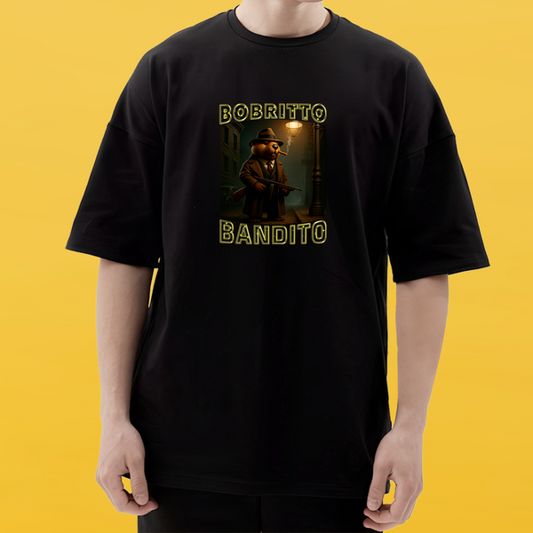 Футболка черная оверсайз унисекс BOBRITO BANDITO 30200 фото