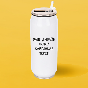 Термобанка з принтом металева "Coca Cola" біла (500 мл) 12019 фото