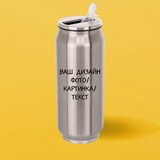 Термобанка з принтом металева "Coca Cola" срібляста (500 мл) 12019-1 фото