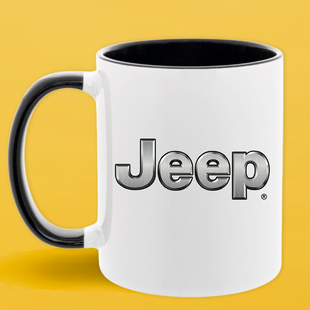 Чашка черная серединка и ручка (330 мл) Jeep/Джип 1085 фото
