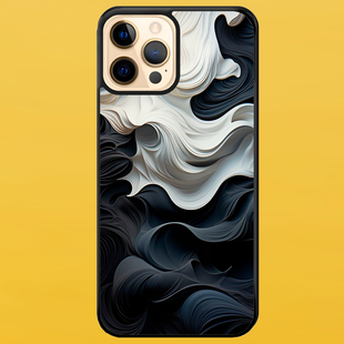 Чохол для APPLE IPHONE 12 PRO MAX 2D пластиковий з чорними силіконовими бортиками BLACK/WHITE 54011 фото