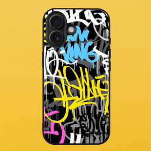 Чехол для APPLE IPHONE 16 2D пластиковый с черными силиконовыми бортиками GRAFFITI 54328 фото
