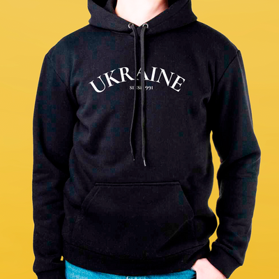 Худі чорне унісекс UKRAINE SINSE 1991 3106 фото