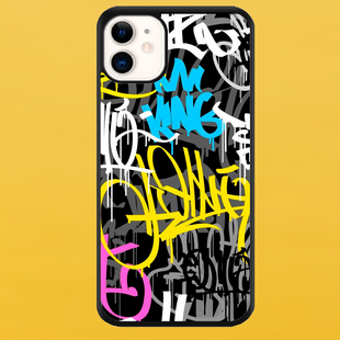 Чохол для APPLE IPHONE 11 2D пластиковий з чорними силіконовими бортиками GRAFFITI 54306 фото