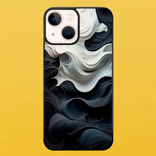 Чохол для APPLE IPHONE 13 MINI 2D пластиковий з чорними силіконовими бортиками BLACK/WHITE 54012 фото