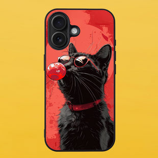 Чохол для APPLE IPHONE 16 PLUS 2D пластиковий з чорними силіконовими бортиками CHEWING CAT 56826 фото