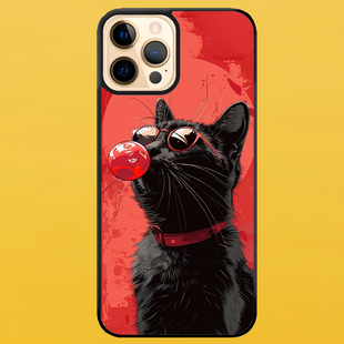 Чехол для APPLE IPHONE 12 PRO MAX 2D пластиковый с черными силиконовыми бортиками CHEWING CAT 56811 фото