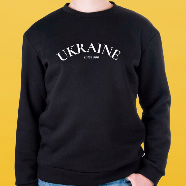 Світшот чорний унісекс UKRAINE SINSE 1991 3107 фото