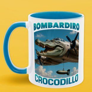 Чашка блакитна серединка та ручка (330 мл) Bombardiro Crocodilo 12066 фото