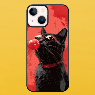 Чехол для APPLE IPHONE 13 MINI 2D пластиковый с черными силиконовыми бортиками CHEWING CAT 56812 фото
