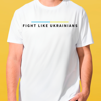 Футболка біла чоловіча FIGHT LIKE UKRAINIANS 3048 фото