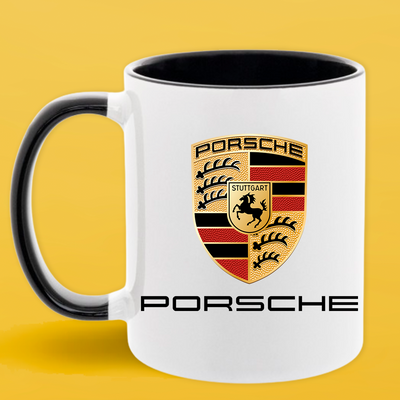 Чашка чорна серединка та ручка (330 мл) Porsche/Порше 1096 фото