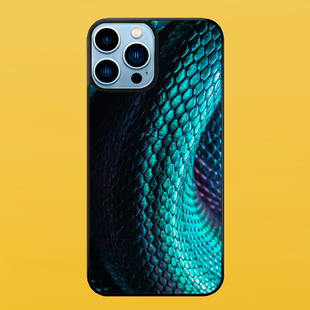 Чехол для APPLE IPHONE 13 PRO MAX 2D пластиковый с черными силиконовыми бортиками SNAKE SKIN 51515 фото