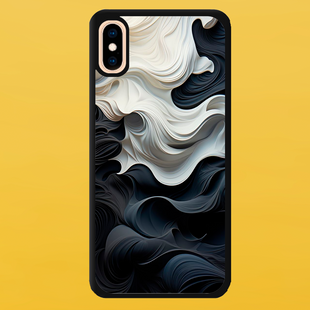 Чохол для APPLE IPHONE XS MAX 2D пластиковий з чорними силіконовими бортиками BLACK/WHITE 54004 фото