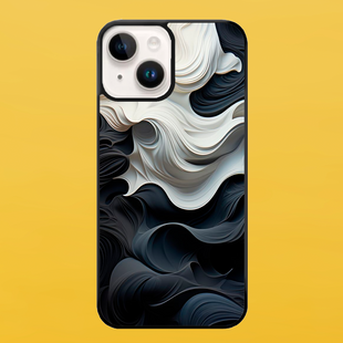 Чохол для APPLE IPHONE 14 PLUS 2D пластиковий з чорними силіконовими бортиками BLACK/WHITE 54017 фото