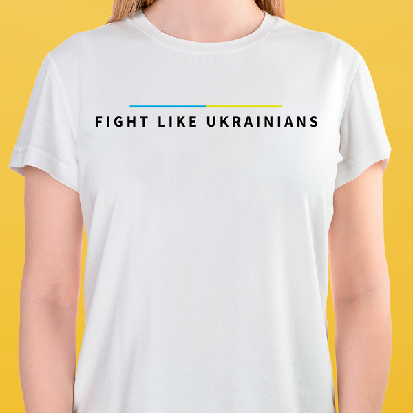 Футболка біла жіноча FIGHT LIKE UKRAINIANS 3049 фото