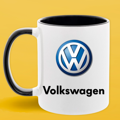 Чашка чорна серединка та ручка (330 мл) Volkswagen/Фольксваген 1104 фото