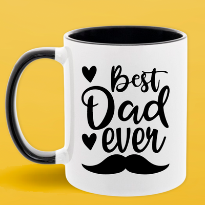 Чашка чорна серединка та ручка (330 мл) Best Dad Ever 1048 фото
