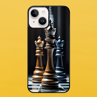 Чехол для APPLE IPHONE 15 PLUS 2D пластиковый с черными силиконовыми бортиками ШАХМАТЫ 58121 фото