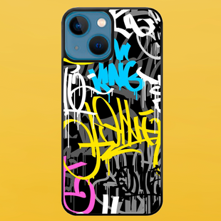 Чохол для APPLE IPHONE 13 2D пластиковий з чорними силіконовими бортиками GRAFFITI 54313 фото