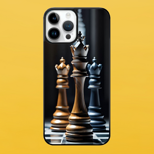 Чехол для APPLE IPHONE 15 PRO 2D пластиковый с черными силиконовыми бортиками ШАХМАТЫ 58122 фото