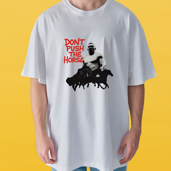 Футболка белая оверсайз унисекс DON'T PUSH THE HORSES 302153 фото