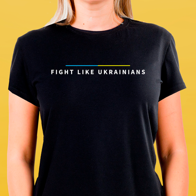 Футболка чорна жіноча FIGHT LIKE UKRAINIANS 3051 фото